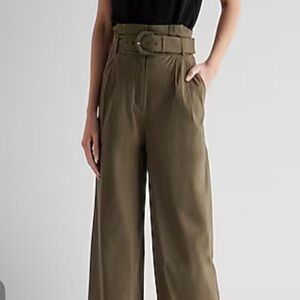 Express Wide Leg Super High Rise Paper Bag Belted Pants